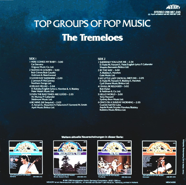 Cover zu The Tremeloes - Top Groups Of Pop Music | LP, Comp Schallplatten Ankauf