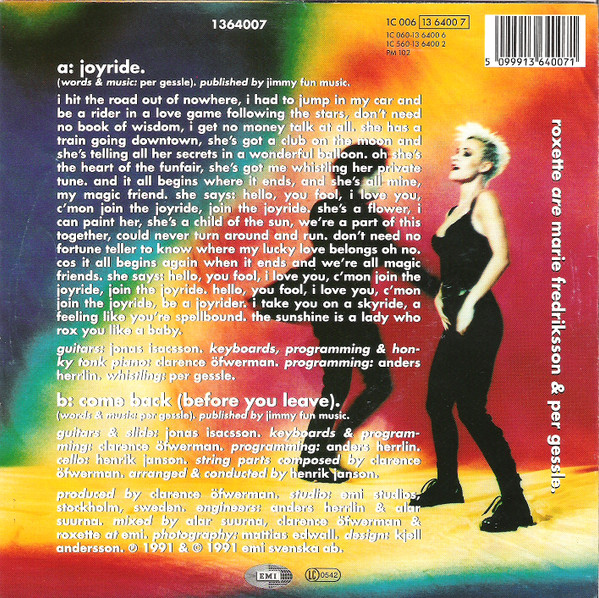 Cover zu Roxette - Joyride | 1991 | Vinyl, Stereo, 45 RPM, 7
