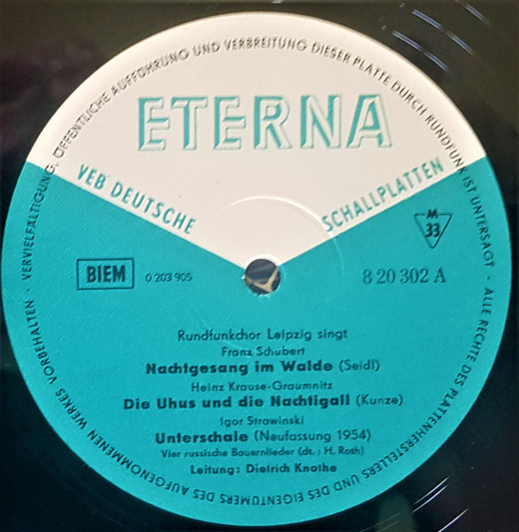 Cover zu Rundfunkchor Leipzig , Dirigent Dietrich Knothe - Chöre Von Schubert, Krause-Graumnitz, Strawinski, Bartók, Debussy, Ravel | LP, Mono Schallplatten Ankauf