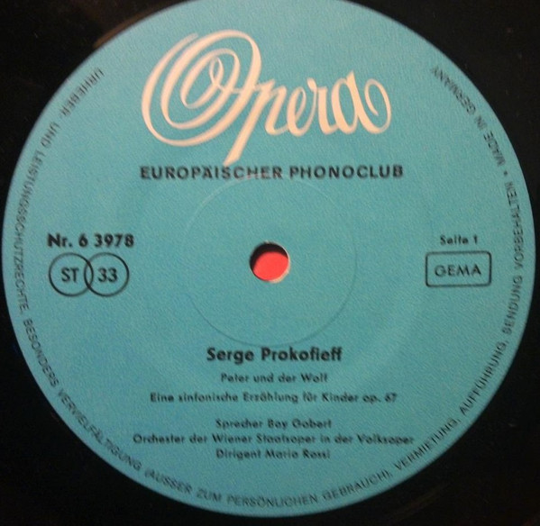 Cover zu Sergei Prokofiev, Boy Gobert, Mario Rossi (2), Orchester Der Wiener Staatsoper - Peter Und Der Wolf | Vinyl | Non-Music, Classical, Children's | Germany Schallplatten Ankauf