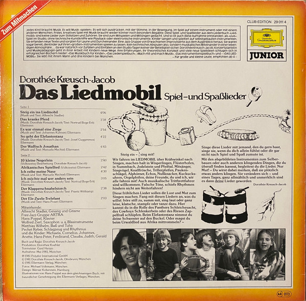 Cover zu Dorothée Kreusch-Jacob - Das Liedmobil Spiel- und Spaßlieder | 1981 | Vinyl | Children's | Germany Schallplatten Ankauf