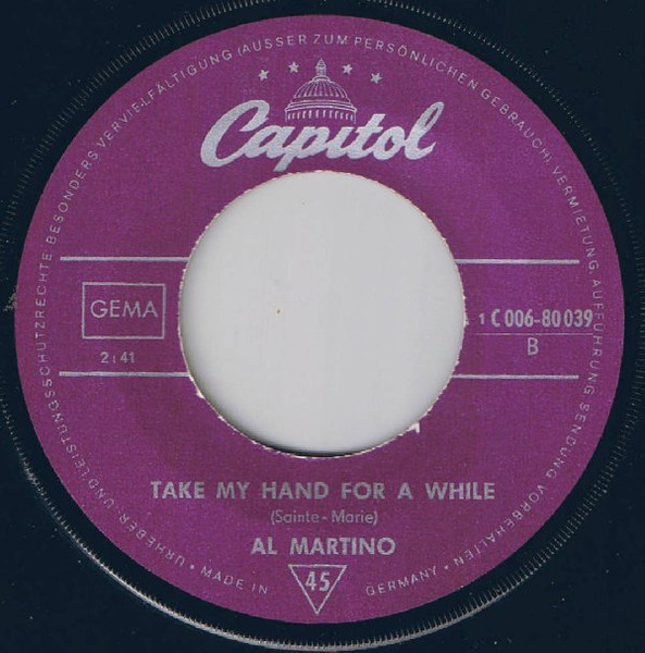 Cover zu Al Martino - Sausalito / Take My Hand For A While | 1969 | Vinyl | Pop | Germany Schallplatten Ankauf