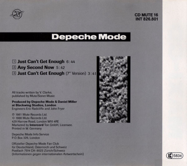 Cover zu Depeche Mode - Just Can't Get Enough | CD, Maxi, RE Schallplatten Ankauf