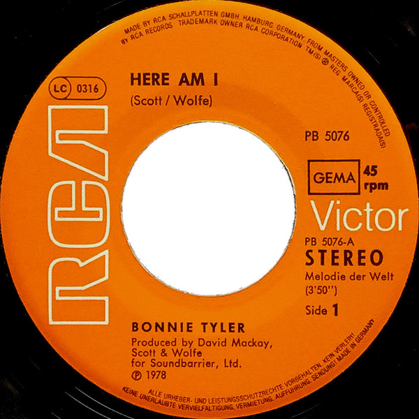 Cover zu Bonnie Tyler - Here Am I | 1978 | Vinyl | Rock | Germany