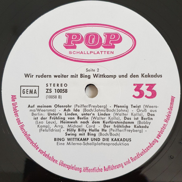 Cover zu Bing Wittkamp Und Die Kakadus - Wir Rudern Weiter Mit Bing Wittkamp Und Den Kakadu's | 1966 | Vinyl | Pop, Stage & Screen | Germany