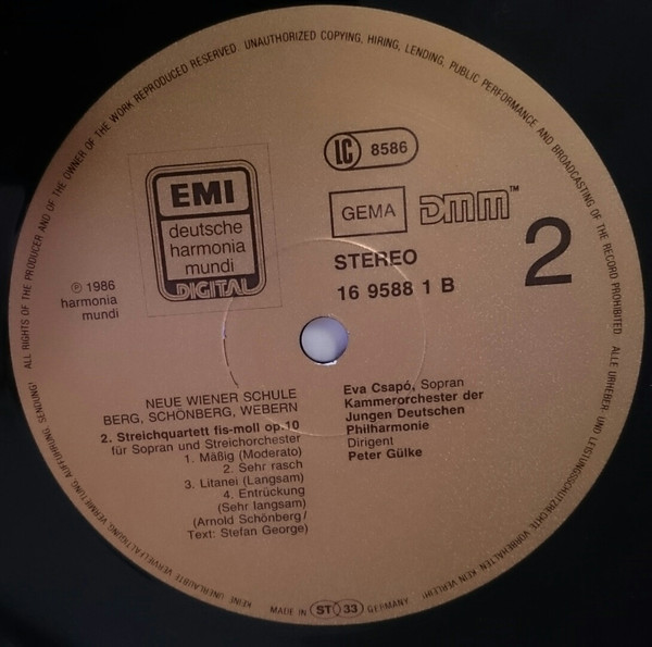 Cover zu Alban Berg - Arnold Schoenberg · Anton Webern · Junge Deutsche Philharmonie · Peter Gülke · Eva Csapó - Neue Wiener Schule | 1986 | Vinyl | Classical | Germany Schallplatten Ankauf