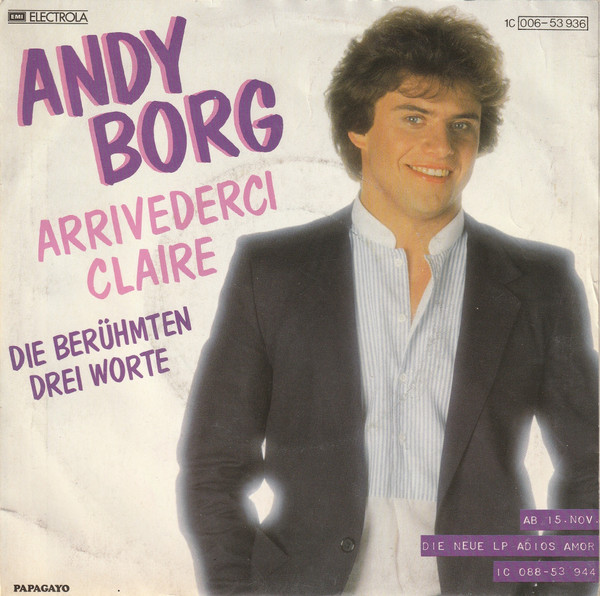 Cover zu Andy Borg - Arrivederci Claire | 1982 | Vinyl | Pop | Europe