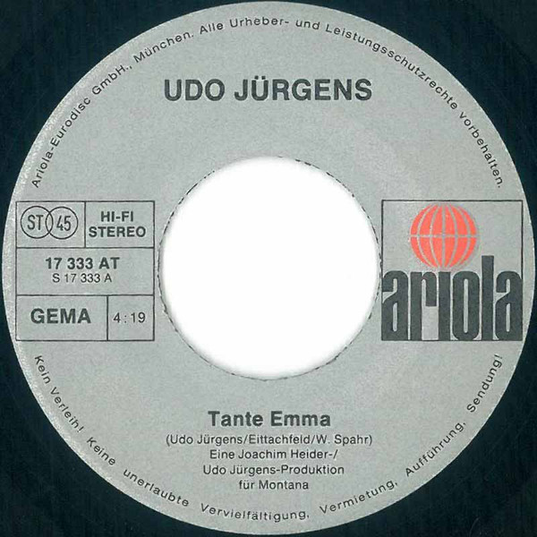 Cover zu Udo Jürgens - Tante Emma | 1976 | Vinyl | Pop | Germany Schallplatten Ankauf