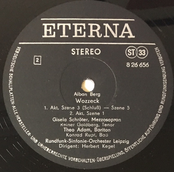 Cover zu Alban Berg - Gisela Schröter, Theo Adam, Rundfunk-Sinfonie-Orchester Leipzig, Herbert Kegel - Wozzeck | 1977 | Vinyl | Classical | German Democratic Republic (GDR)