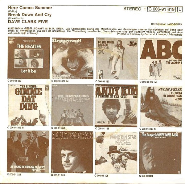 Cover zu The Dave Clark Five - Here Comes Summer | 1970 | Vinyl | Rock, Pop | Germany Schallplatten Ankauf