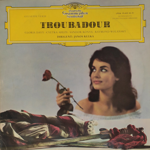 Bild Giuseppe Verdi, Gloria Davy ∙ Cvetka Ahlin ∙ Sándor Kónya ∙ Raymond Wolansky, Janos Kulka – Troubadour | Vinyl, LP, Mono | Classical | Germany Schallplatten Ankauf