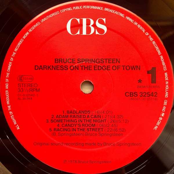 Cover zu Bruce Springsteen - Darkness On The Edge Of Town | Vinyl, LP, Album, Reissue, Stereo | Rock | Europe