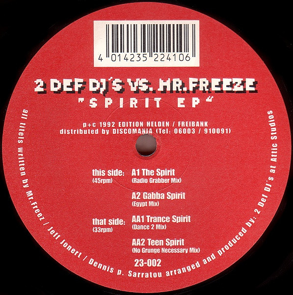 Cover zu 2 Def DJ's vs. Mr. Freeze (3) - Spirit EP | 1992 | Vinyl | Electronic | Germany Schallplatten Ankauf