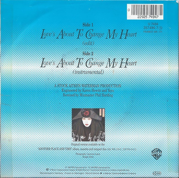 Cover zu Donna Summer - Love's About To Change My Heart | 1989 | Vinyl | Electronic | Europe