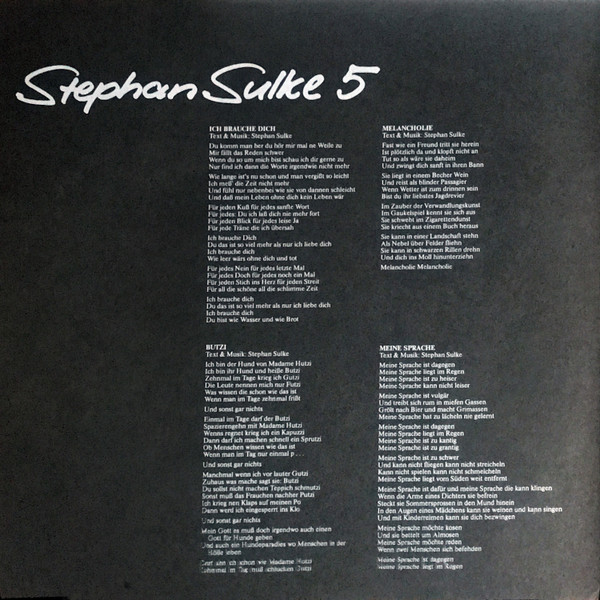 Cover zu Stephan Sulke - Stephan Sulke 5 | 1980 | Vinyl | Rock, Pop, Folk, World, & Country | Germany Schallplatten Ankauf