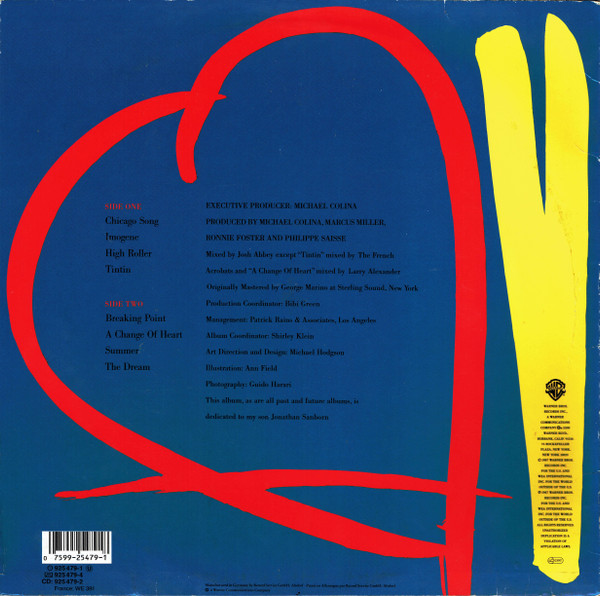 Cover zu David Sanborn - A Change Of Heart | 1987 | Vinyl | Jazz, Rock, Latin, Funk / Soul | Europe