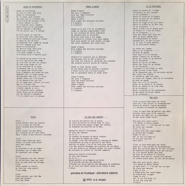 Cover zu Adamo - Adamo | 1972 | Vinyl | Pop | Germany