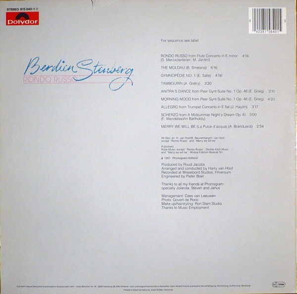 Cover zu Berdien Stenberg - Rondo Russo | 1983 | Vinyl | Classical, Jazz, Pop | Germany Schallplatten Ankauf