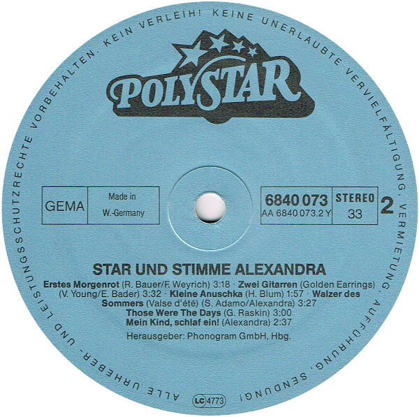 Cover zu Alexandra (7) - Star + Stimme - Alle Ihre Schönsten Lieder | 1981 | Vinyl, LP, Stereo, Compilation | Pop | Germany