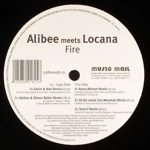 Cover zu Alibee Meets Locana - Fire (Remixes) | 2005 | Vinyl | Electronic | Germany Schallplatten Ankauf