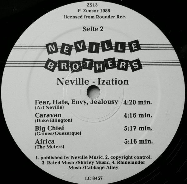 Cover zu The Neville Brothers - Neville-Ization | 1985 | Vinyl | Funk / Soul, Blues | Germany