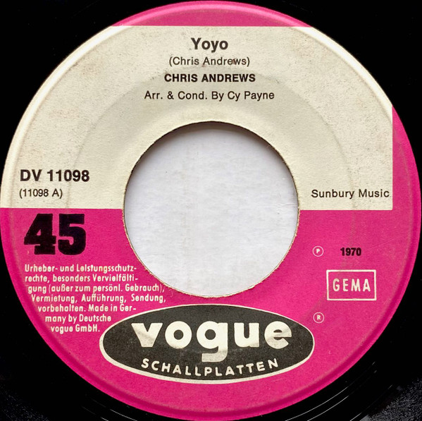 Cover zu Chris Andrews (3) - Yo Yo | 1970 | Vinyl | Pop | Germany Schallplatten Ankauf