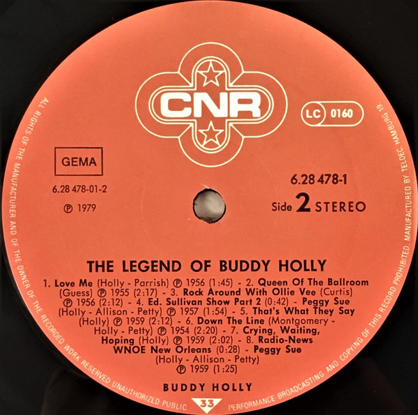 Cover zu Buddy Holly - The Legend Of Buddy Holly - Original Early Recordings | 1979 | Vinyl | Rock, Pop | Germany