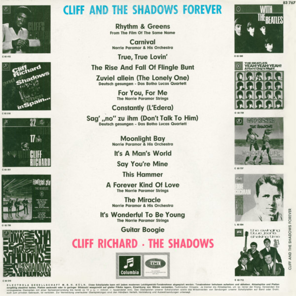 Cover zu Cliff Richard & The Shadows - Cliff And The Shadows Forever | 1964 | Vinyl | Rock | Germany Schallplatten Ankauf