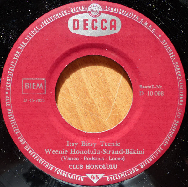 Cover zu Club Honolulu - Itsy Bitsy Teenie Weenie Honolulu Strand Bikini | 1960 | Vinyl | Pop | Germany Schallplatten Ankauf