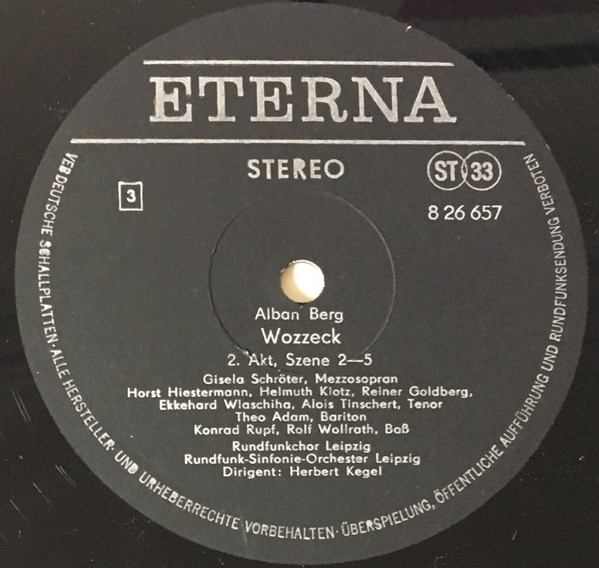 Cover zu Alban Berg - Gisela Schröter, Theo Adam, Rundfunk-Sinfonie-Orchester Leipzig, Herbert Kegel - Wozzeck | 1977 | Vinyl | Classical | German Democratic Republic (GDR) Schallplatten Ankauf