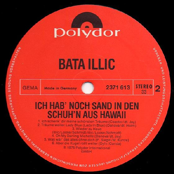 Cover zu Bata Illic - Ich Hab' Noch Sand In Den Schuh'n Aus Hawaii | 1975 | Vinyl | Pop | Germany