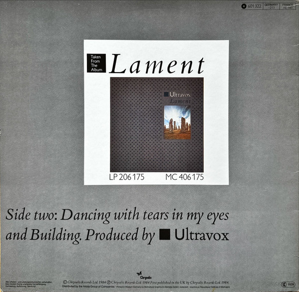 Cover zu Ultravox - Dancing With Tears In My Eyes (Special Re-Mix) | 1984 | Vinyl, 12