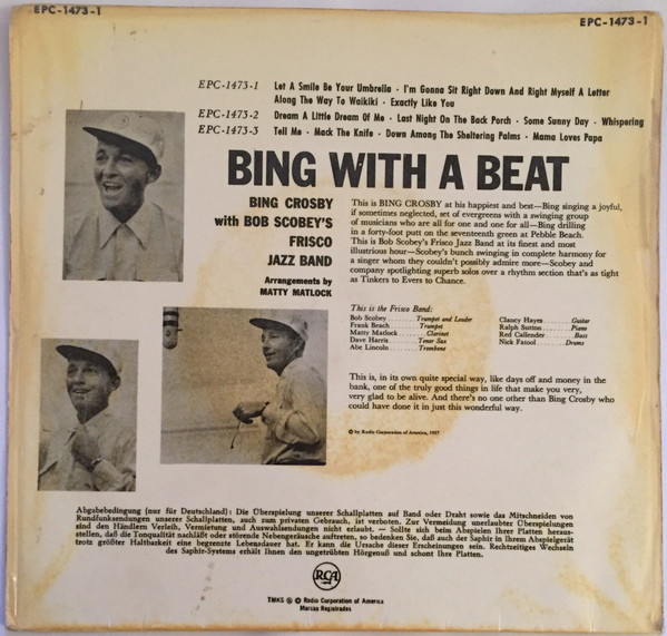 Cover zu Bing Crosby With Bob Scobey's Frisco Band - Bing With A Beat Vol. I | Vinyl | Jazz | Germany