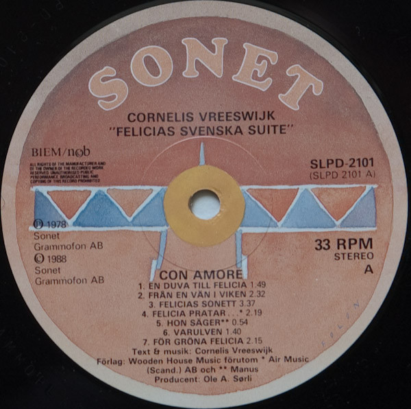 Cover zu Cornelis Vreeswijk - Felicias Svenska Suite | 1988 | Vinyl | Blues, Folk, World, & Country | Sweden