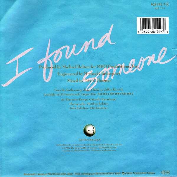 Cover zu Cher - I Found Someone | 1987 | Vinyl | Rock | Europe Schallplatten Ankauf