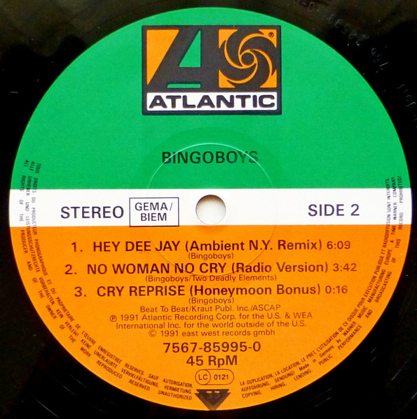 Cover zu Bingoboys - No Woman No Cry | 1991 | Vinyl | Electronic | Germany