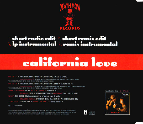 Cover zu 2Pac Featuring Dr. Dre - California Love | 1995 | CD, Single | Hip Hop | Europe