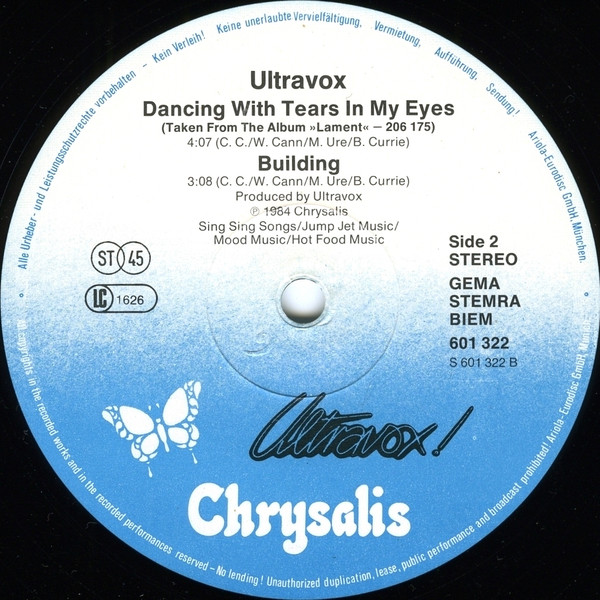 Cover zu Ultravox - Dancing With Tears In My Eyes (Special Re-Mix) | 1984 | Vinyl, 12