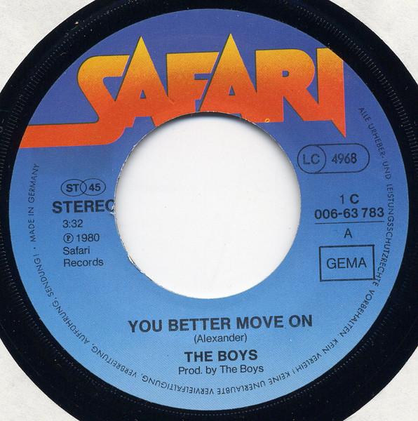 Cover zu The Boys (2) - You Better Move On / Schoolgirls | 1980 | Vinyl | Rock | Germany Schallplatten Ankauf