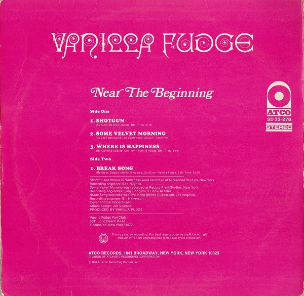 Cover zu Vanilla Fudge - Near The Beginning | 1969 | LP, Album, RP | Rock | Germany
