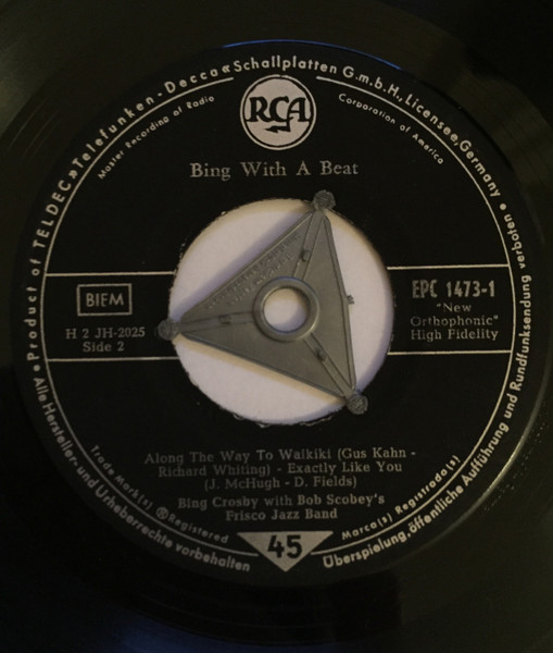 Cover zu Bing Crosby With Bob Scobey's Frisco Band - Bing With A Beat Vol. I | Vinyl | Jazz | Germany Schallplatten Ankauf