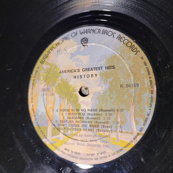 Cover zu America (2) - History - America's Greatest Hits | 1975 | Vinyl | Rock | Israel