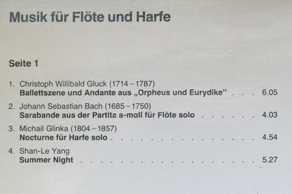Cover zu Catharina Yung, Irmgard Walz - Musik Für Flöte Und Harfe | Vinyl | Classical | Germany