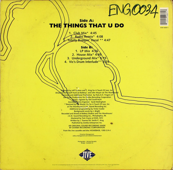 Cover zu DJ Jazzy Jeff & The Fresh Prince - The Things That U Do | 1991 | Vinyl | Electronic, Hip Hop | US