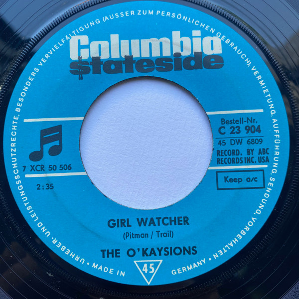 Cover zu The O'Kaysions - Girl Watcher / Deal Me In | 1968 | Vinyl | Funk / Soul | Germany