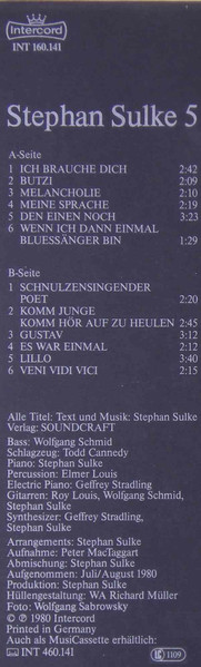 Cover zu Stephan Sulke - Stephan Sulke 5 | 1980 | Vinyl | Rock, Pop, Folk, World, & Country | Germany