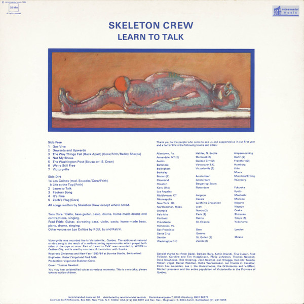 Cover zu Skeleton Crew (2), Fred Frith, Tom Cora - Learn To Talk | LP, Album Schallplatten Ankauf