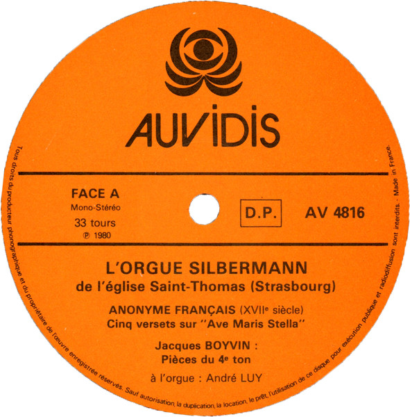 Cover zu André Luy - L'Orgue Silbermann (De l'Église Saint Thomas de Strasbourg) | Vinyl | Classical | France