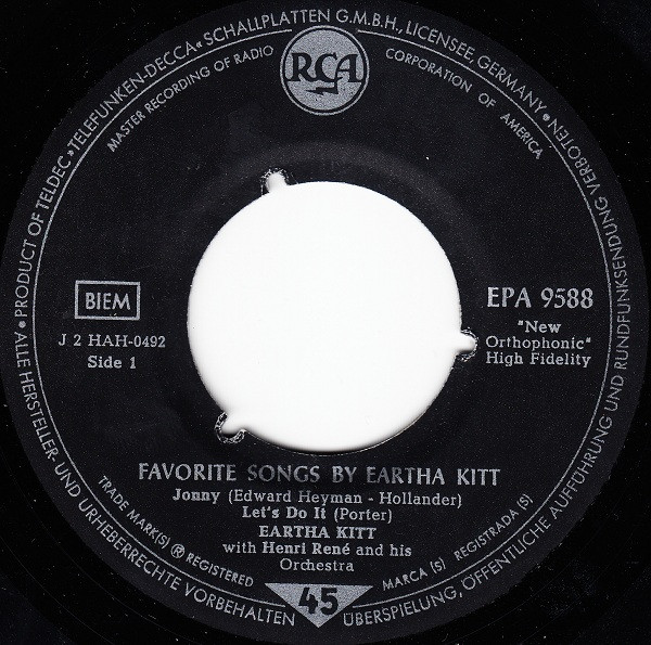 Cover zu Eartha Kitt - Favorite Songs By Eartha Kitt | 1958 | Vinyl | Jazz, Funk / Soul, Blues, Pop | Germany