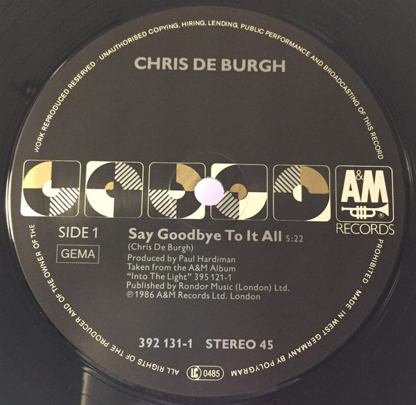 Cover zu Chris de Burgh - Say Goodbye To It All | 1986 | Vinyl | Rock, Pop | Germany